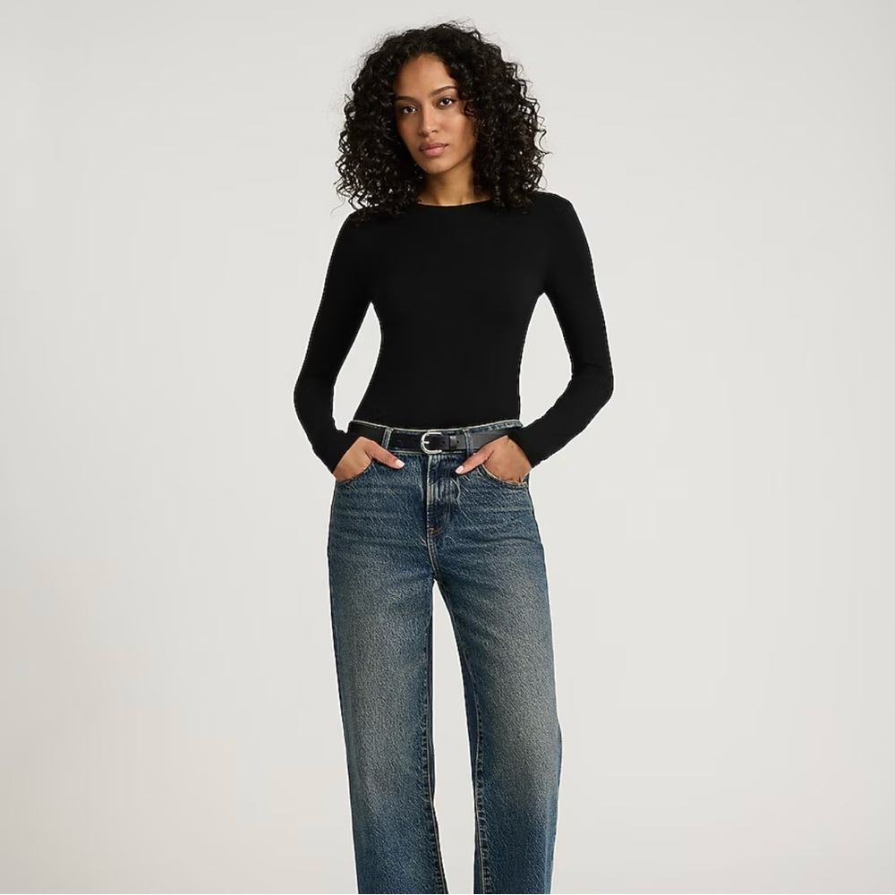 Black Crew Neck Long Sleeve Bodysuit Size S
